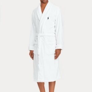 Polo Ralph Lauren White Ivory Terry Cloth Bathrobe L XL Unisex Belted Pockets